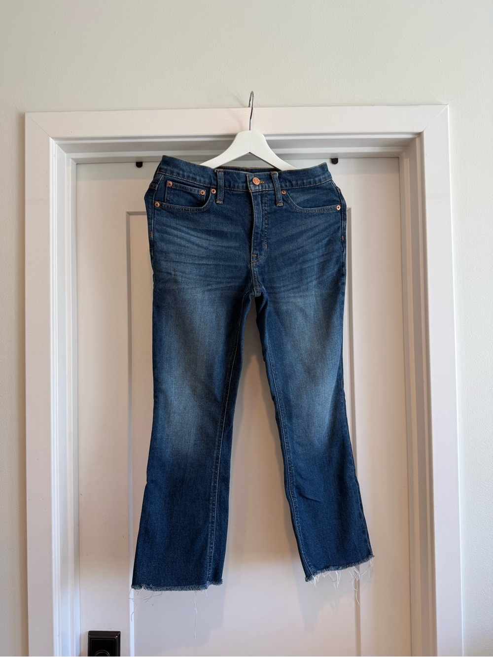 J. Crew Blue Cropped Denim Jeans with Contrast Stitching
